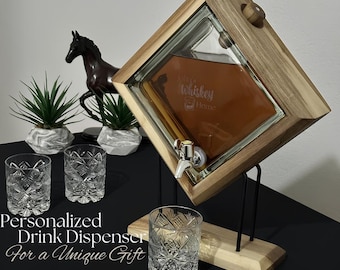Personalized Whiskey Decanter - Wooden Alcohol Dispenser - Liquor Dispenser - Bourbon Decanter Set - Barware for Men - Christmas Gift