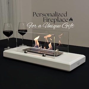Chimenea de sobremesa personalizada - Brasero moderno artesanal - Brasero interior y exterior - Chimenea de bioetanol - Regalo para un nuevo hogar