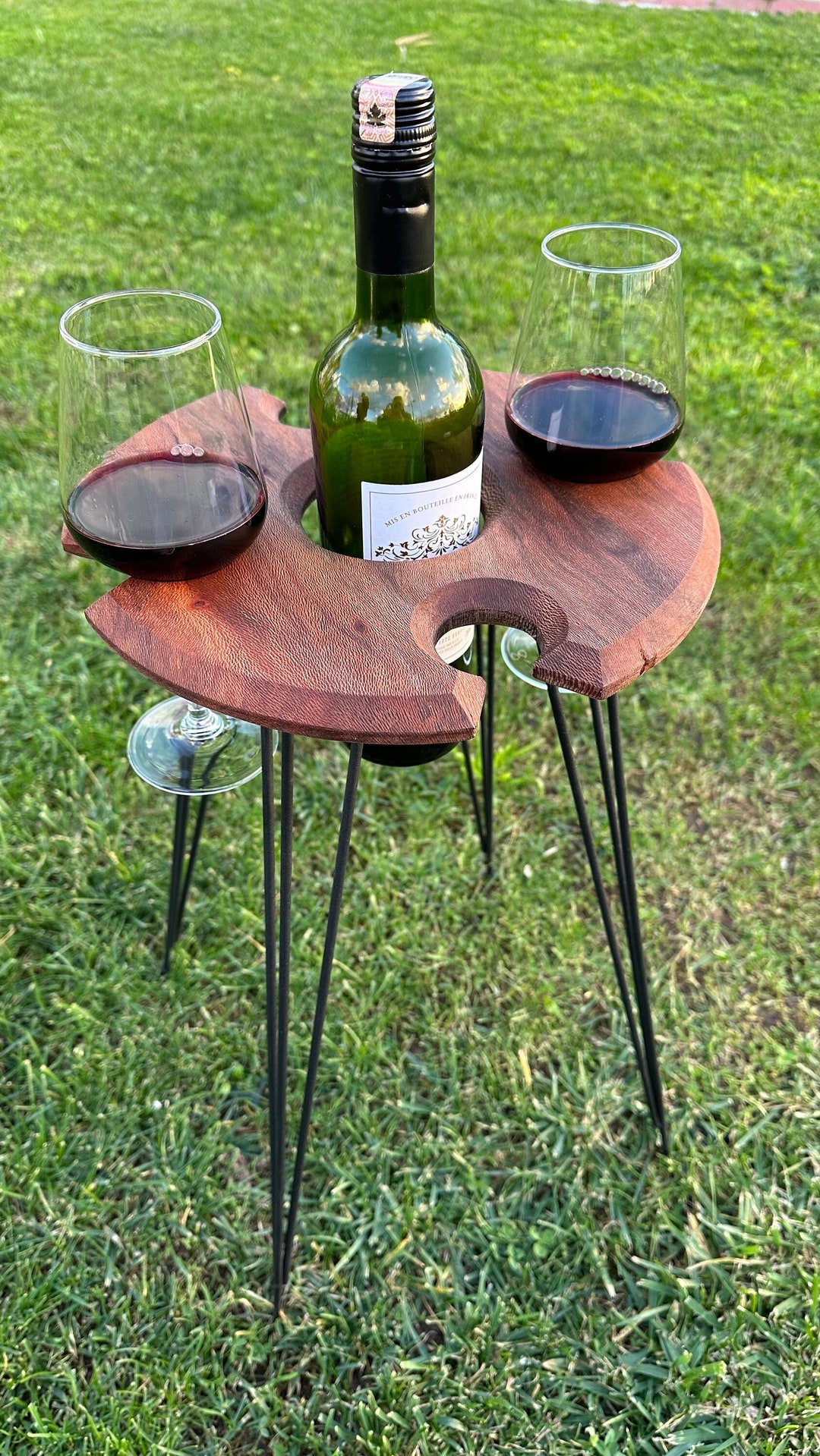 Round Portable Wine Table,personalized Round Portable Wine Table Patio Table,outdoor Wine Table