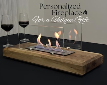 Personalized Wooden Tabletop Fire Pit - Handmade Wooden Fireplace - Custom Smokeless Fire Pit - Modern Mini Fireplace - Outdoor Garden Decor