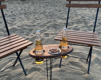 Customized Wooden Portable Beer Table - Wooden Portable Beer Holder - Wooden Folding Beer Table - Wine Bottle Holder - Gift for Couples
