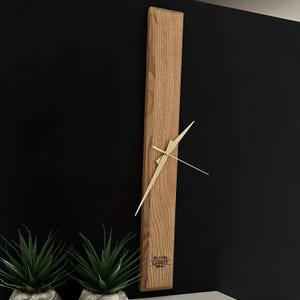 Personalized Chestnut Wood Modern Wall Clock - Minimalist Rectangle Shape Wall Clock - Wooden Rustic Wall Clock for Living Room - Home Decor