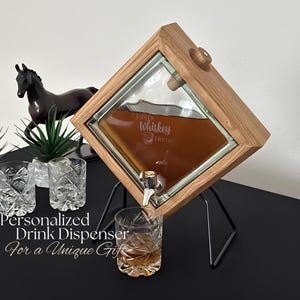 Wooden Personalized Whiskey Fountain - Whiskey Dispenser - Alcohol Decanter - Liquor Dispenser - Home Bar Decor - Personalized Gifts for Men