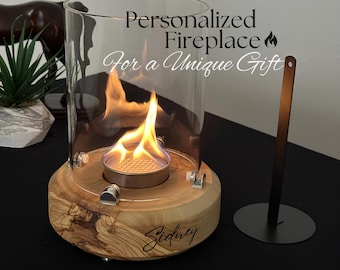 Personalized Wooden Tabletop Fireplace - Custom Portable Fireplace - Handmade Smokeless Fire Pit - Indoor Fireplace - Gift for Boyfriend