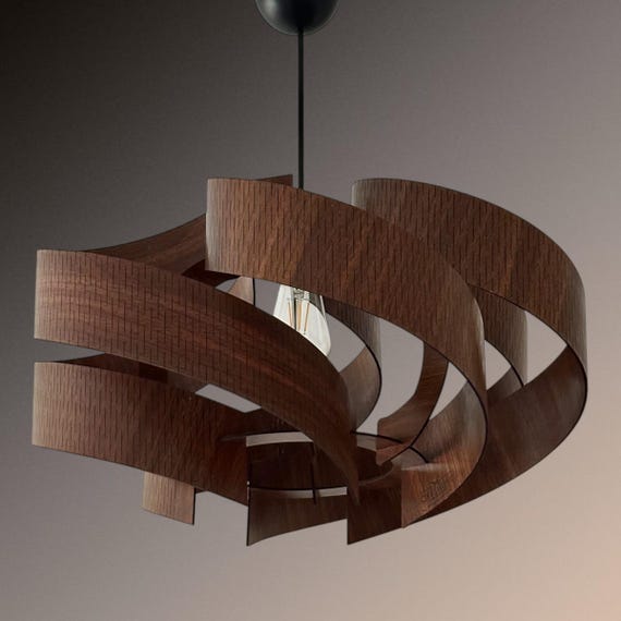 Wood pendant light, chandelier lighting, pendant lighting, mid century modern, ceiling light, lamp shade, kitchen lighting, wood lamp