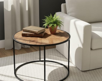 Wooden Oval Coffee Table Coffee Table Low Coffee Table Vintage Style Side Table Modern End Table