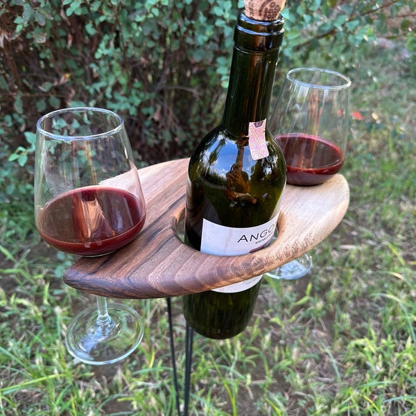 Wine holder Modern Wine stand Portable wine rack Wooden wine serving accessory Outdoor wine holder Elegant wine stand Rustic wine stand