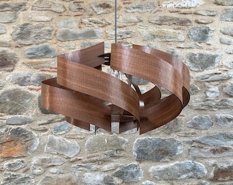 Luminária pendente moderna de madeira para ilha de cozinha – Lustre linear escandinavo de madeira