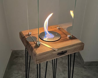 Personalisierte Holzfeuerstelle - Walnuss-Feuerstelle - Innen-Mini-Kamin - Rustikale rauchfreie Feuerstelle - Innen-Feuerstelle - Terrassen-Dekor