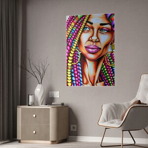 Gloss Posters, unique, quirky girl sista, wall art, print, colourful, urban, gallery, black, woman, digital,