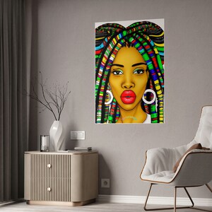 Posters, Quirky girl sista, art print, unique, colourful, lounge, hall way, dining room, bedroom, locks, black, braids