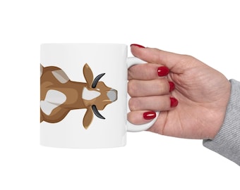 Taza con ilustración de vaca: Taza de café de cocina de granja