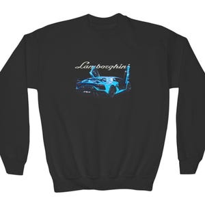 Cool Blue Sports Car Youth Crewneck Sweatshirt, Kid&#39;s Fashion, Gift for Car Lovers, Boys Girls Streetwear, Casual Outfit, racecar sweater