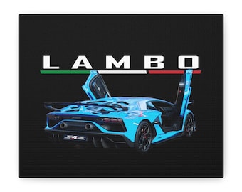 ネオンランボルギーニキャンバスプリント：抽象的なスポーツカー