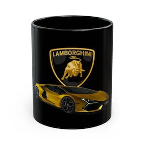 Supercar Coffee Mug: Black Ceramic Car Guy Gift