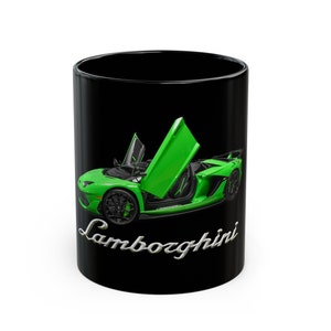 Supercar Coffee Mug: Green Aventador Sports Car Ceramic Mug