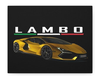 ネオンランボルギーニキャンバスプリント：抽象的なスポーツカー