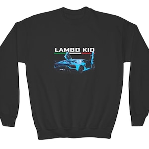 Cool Blue Sports Car Youth Crewneck Sweatshirt, Kid&#39;s Fashion, Gift for Car Lovers, Boys Girls Streetwear, Casual Outfit, racecar sweater
