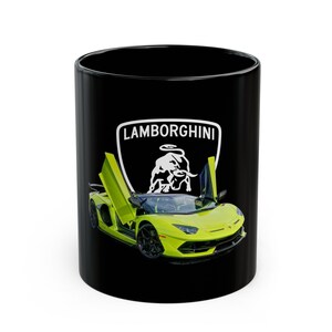 Supercar Coffee Mug: Neon Green Aventador SVJ Ceramic Mug