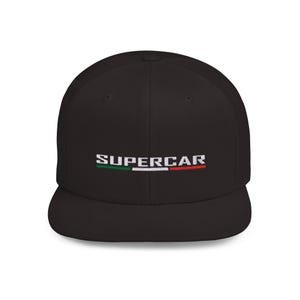 Supercar Flat Bill Snapback Hat: Acrylic Wool Blend