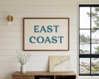 East Coast Poster Matte Horizontal | Coastal Typography Wall Art | Maine, Cape Cod, Boston, Art