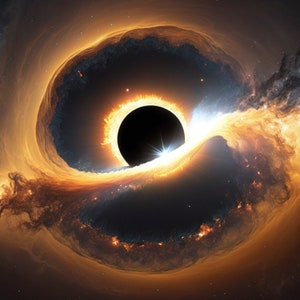 Cosmic Collision: A Black Hole Swallowing a Star | Cosmic Art | Space Art | AI Generated | Astronomy Art | Astrophysics Art | TV Wall Art