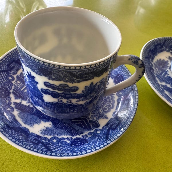 Blue Willow Geisha cup and saucer set