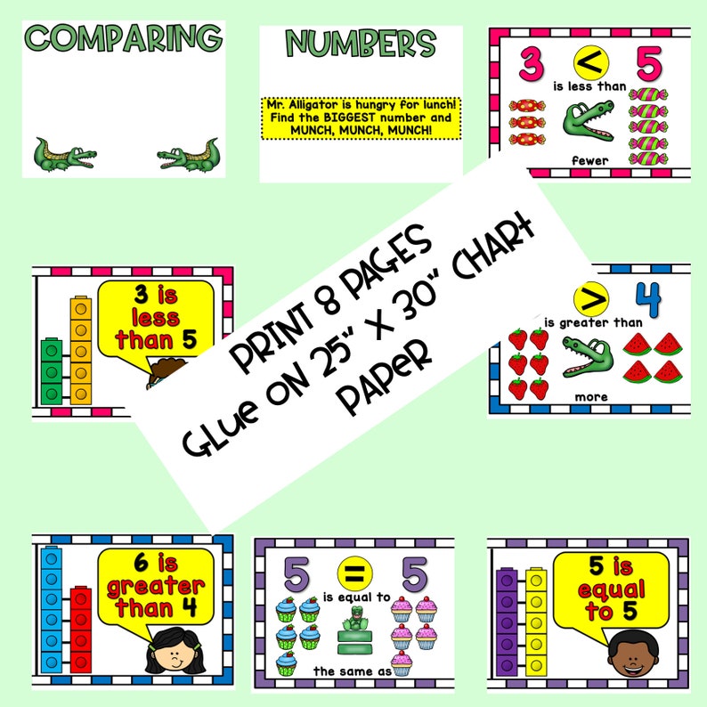Comparing numbers anchor chart kindergarten etsy