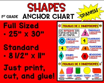 Spanish Shapes | Geometry | Anchor Chart | First Grade