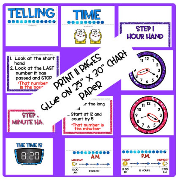 Telling time anchor chart 2nd grade etsy