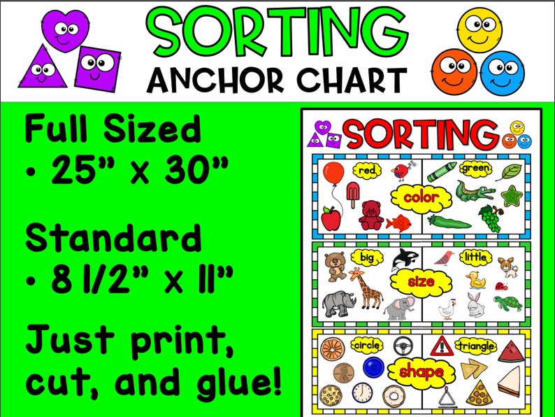Sorting Anchor Chart Kindergarten Etsy
