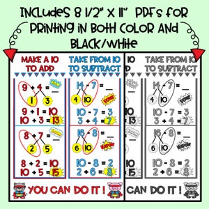 Make a Ten to Add & Subtract Anchor Chart | First Grade - Etsy