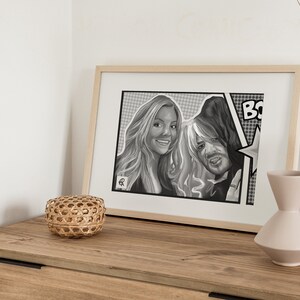 Retrato personalizado em estilo quadrinhos, desenhado digitalmente a partir de suas próprias fotografias, arte para impressão