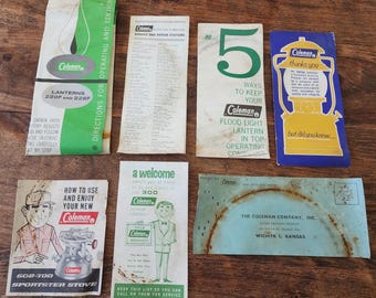 Documentazione vintage Coleman - Istruzioni per i modelli di lanterne 220F, 228F e per le stufe Sportster 502