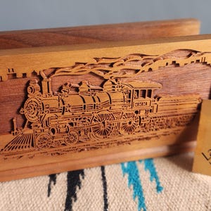 Lasercraft Walnut Train Napkin Holder Laser Etched Genuine American Walnut Wood