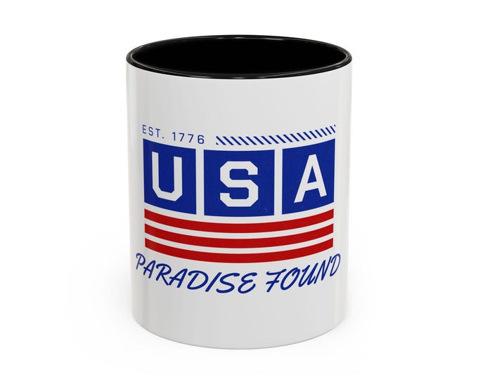 USA Flag Paradise Found Mug Accent Coffee Mug 11oz 15oz