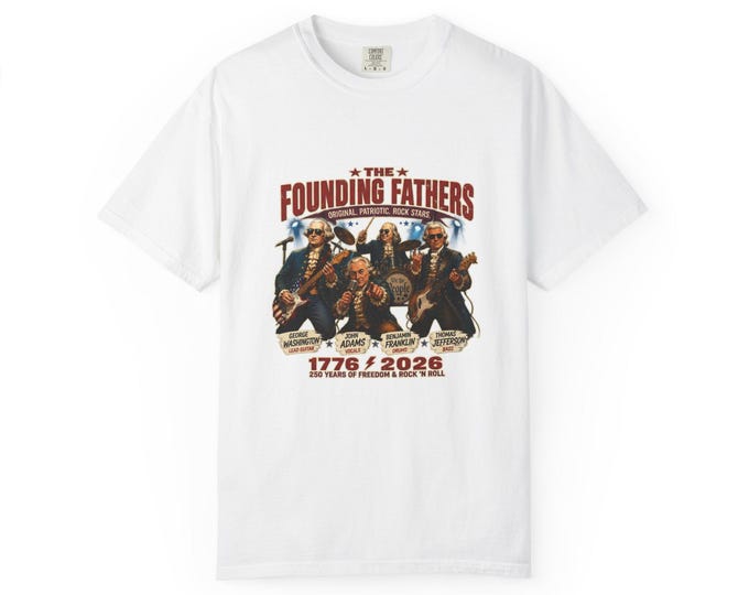 Rockstar Founding Fathers T-Shirt, Music Lover Tee, Vintage Style Shirt, Patriotic Clothing, History Buff Gift