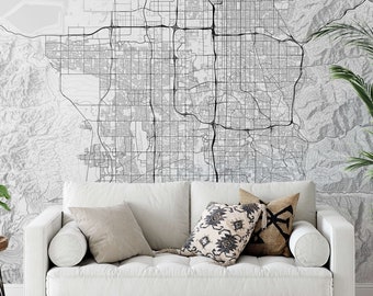 City Topographic Wallpaper Maps Peel and Stick Wall Mural Large Map of Any City, Perfect for Home Office Commercial Wall Spaces, Custom Map