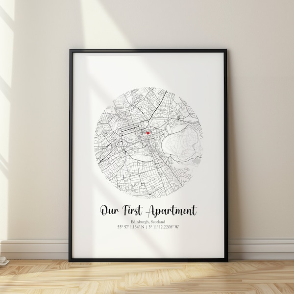 Our First Apartment Gift Map Poster Custom Map First Apartment Map Any Location Any City Town Apartment Map Wall Art Home Decor Gift