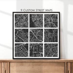 Mapas callejeros personalizados del Reino Unido, póster del Reino Unido, arte mural, arte mural de Inglaterra, decoración del hogar o la oficina, impresión de viaje, arte moderno, mapas de cuadrícula de calles en cualquier ubicación