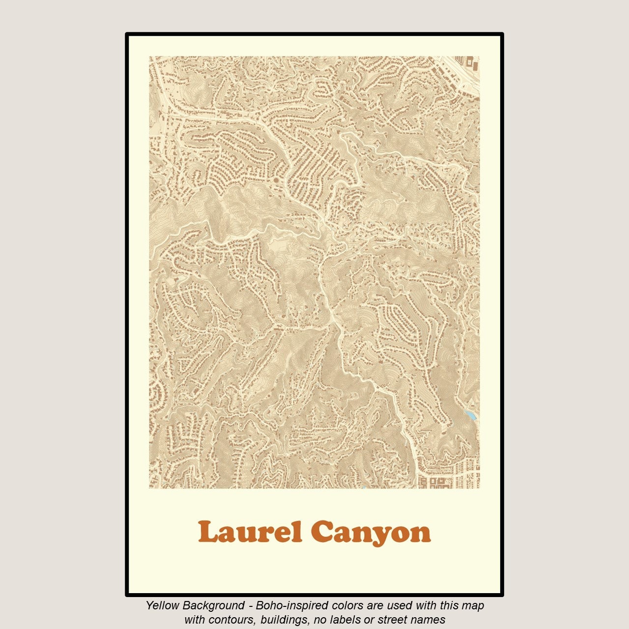 Laurel Canyon Topographic Poster Map Boho Style Wall Art - Etsy