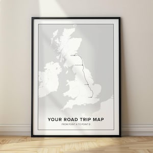Mapa de viaje por carretera personalizado, cualquier ruta, mapa de viaje para el hogar o la oficina, regalo para él o ella, viaje de luna de miel, mapa de viaje de vacaciones personalizado