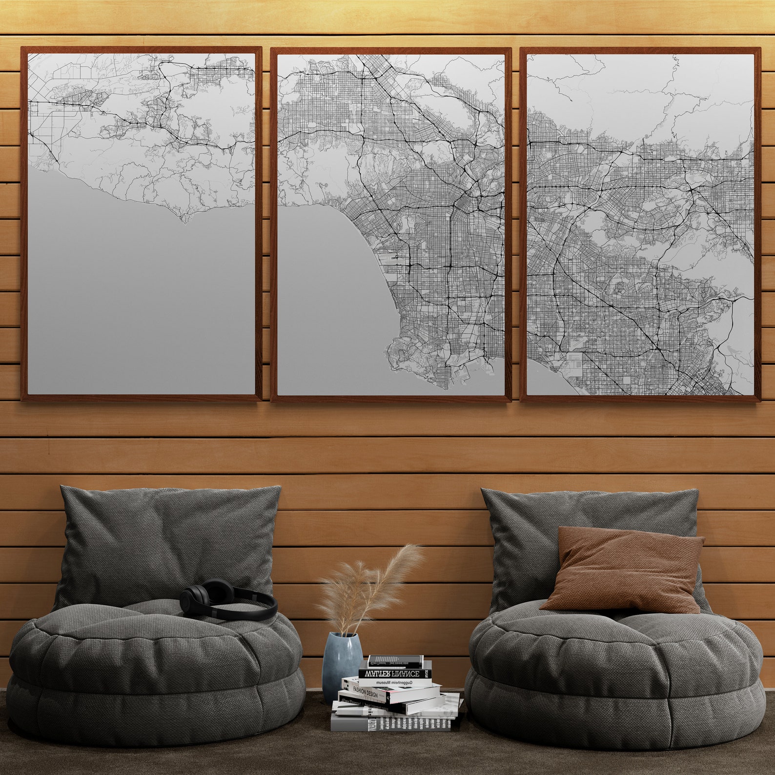 3 Panel Map of Any City Street Map Wall Art Home Office Decor Etsy