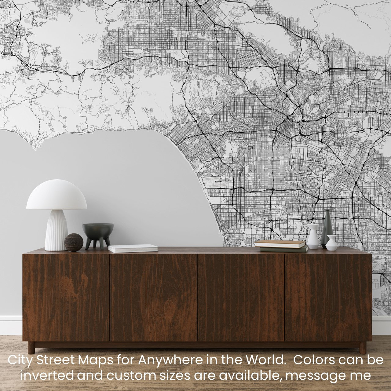 City Street Wallpaper Maps Peel and Stick Wall Murals Large Map of Any City for Home Office Commercial Wall Space, Detailed Street Map