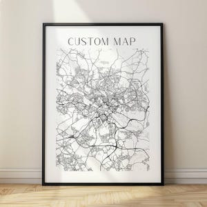 Benutzerdefinierte Straßenkarte, personalisiert für jeden Ort, Reisegalerie, Kunstkarte, für Haus- oder Bürodekor, Digital, Druck, gerahmt oder Leinwand