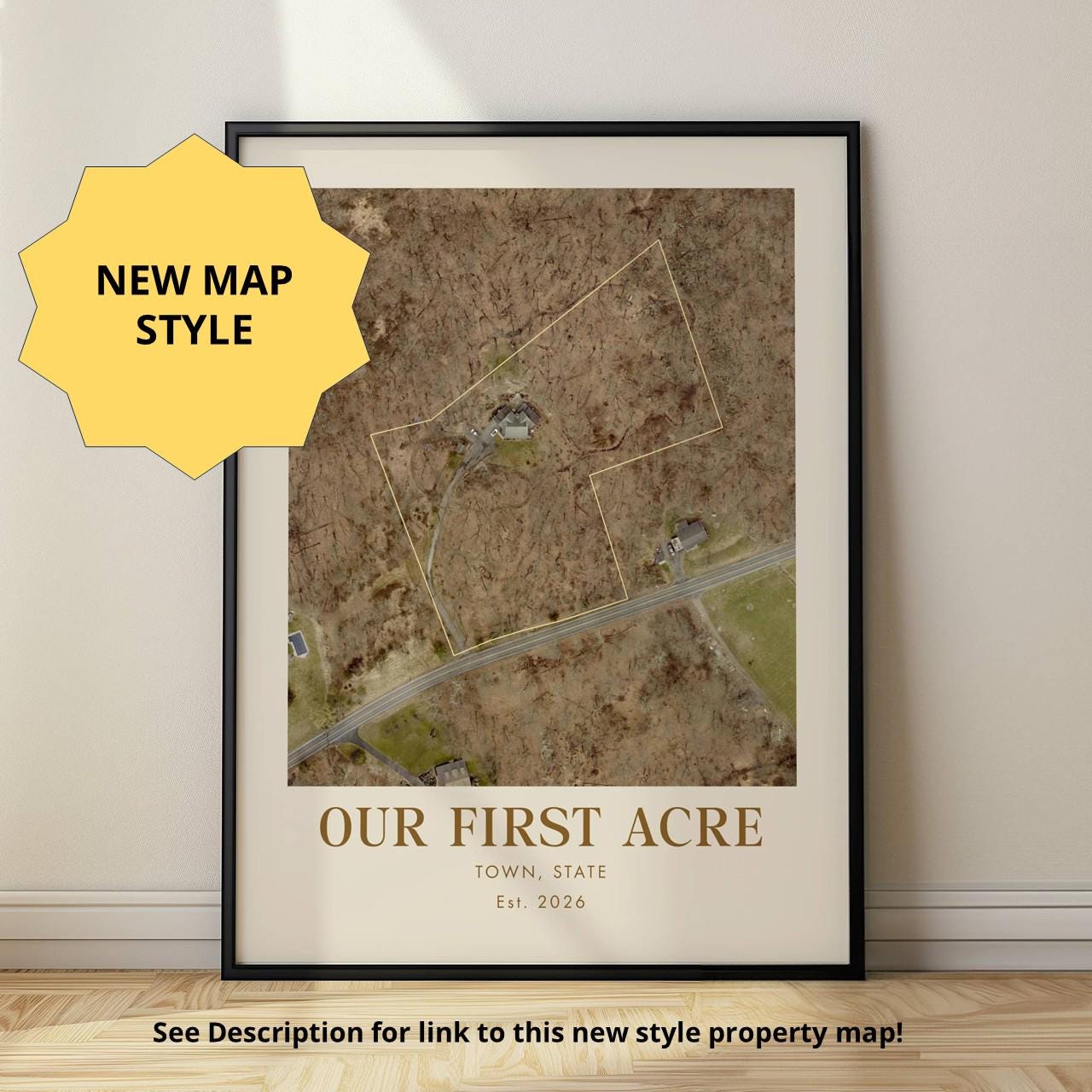 Property Map Example Rural Custom Property Map Wall Art Housewarming Gift Parcel Map Realtor Gift ...