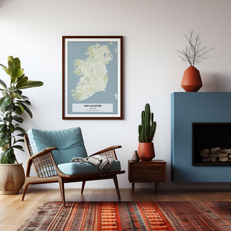 Modern Topographic Map Anywhere in the World, Any City, Any Town, Any Country or Region