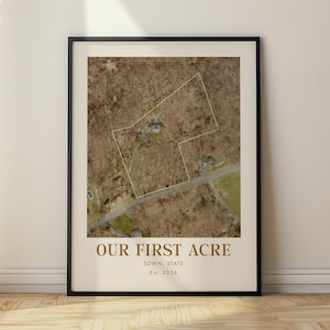 Custom Property Map Wall Art Housewarming Gift Parcel Map Realtor Gift, Parcel Lines With Aerial Photo, Our First Home, Family Farm Map