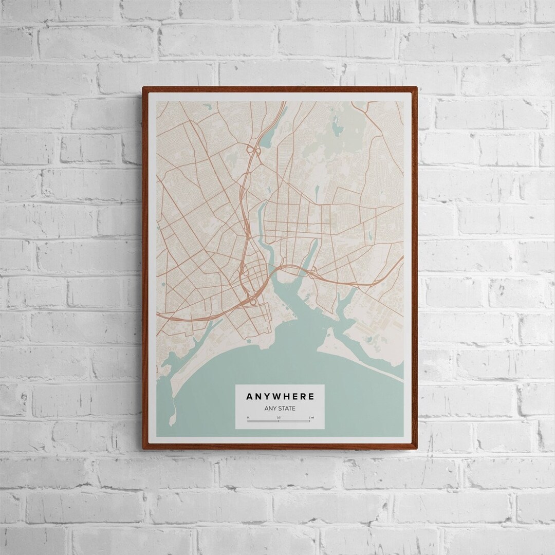 Custom City Street Map Wall Art Customized Gift City Map Wall Etsy