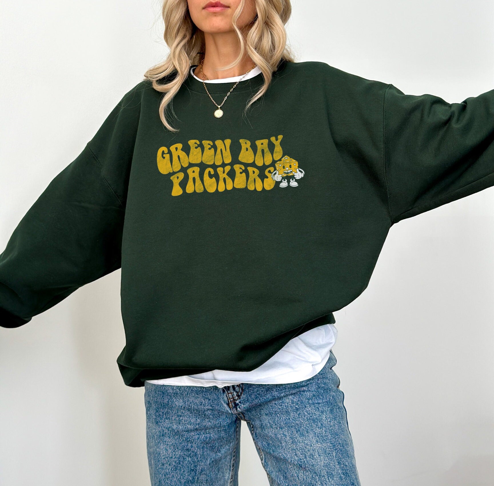 Green Bay Packers Groovy Crewneck Unisex Heavy Blend Crewneck Sweatshirt Etsy